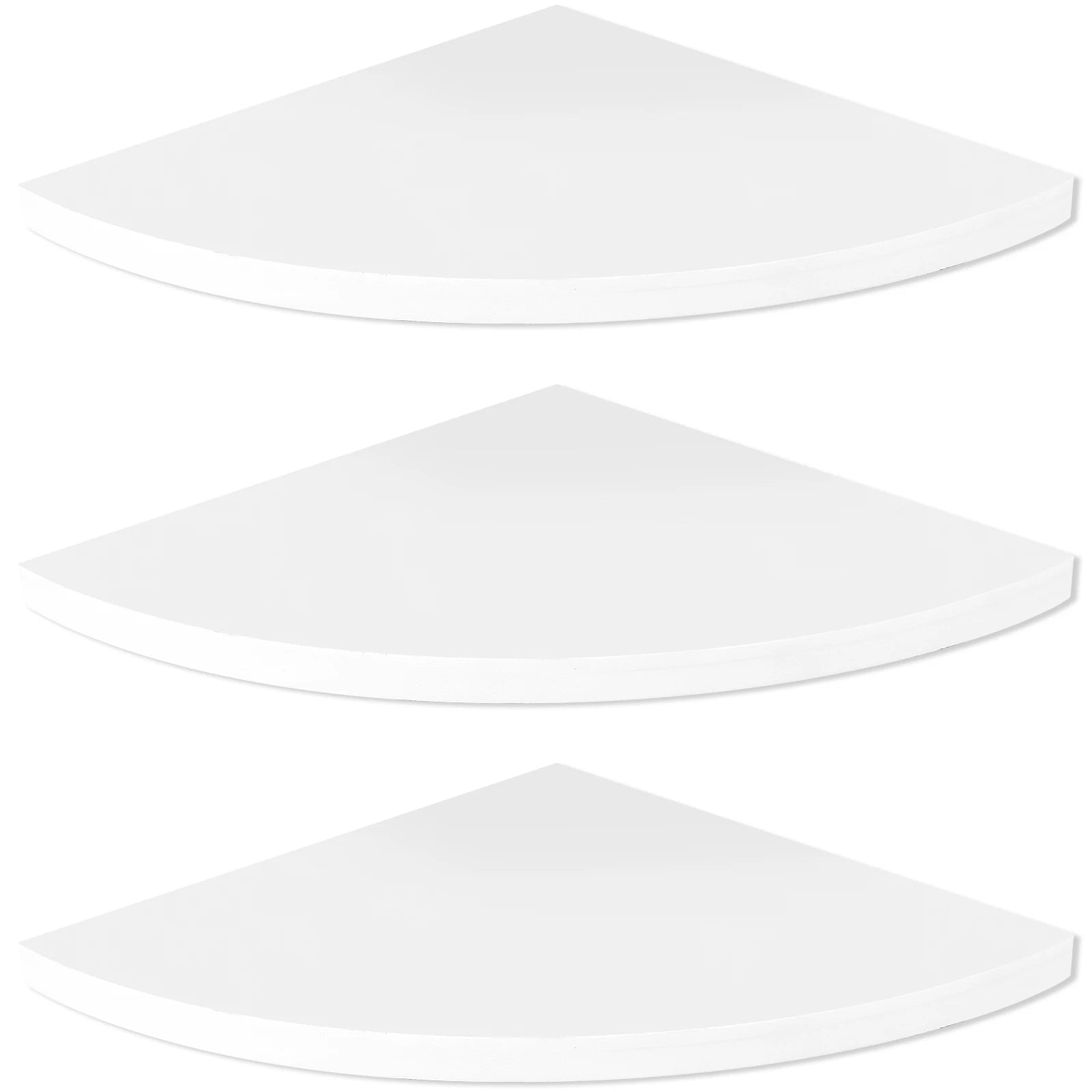 Set of 3 White Wall-Mounted Corner Shelves for Home Organization