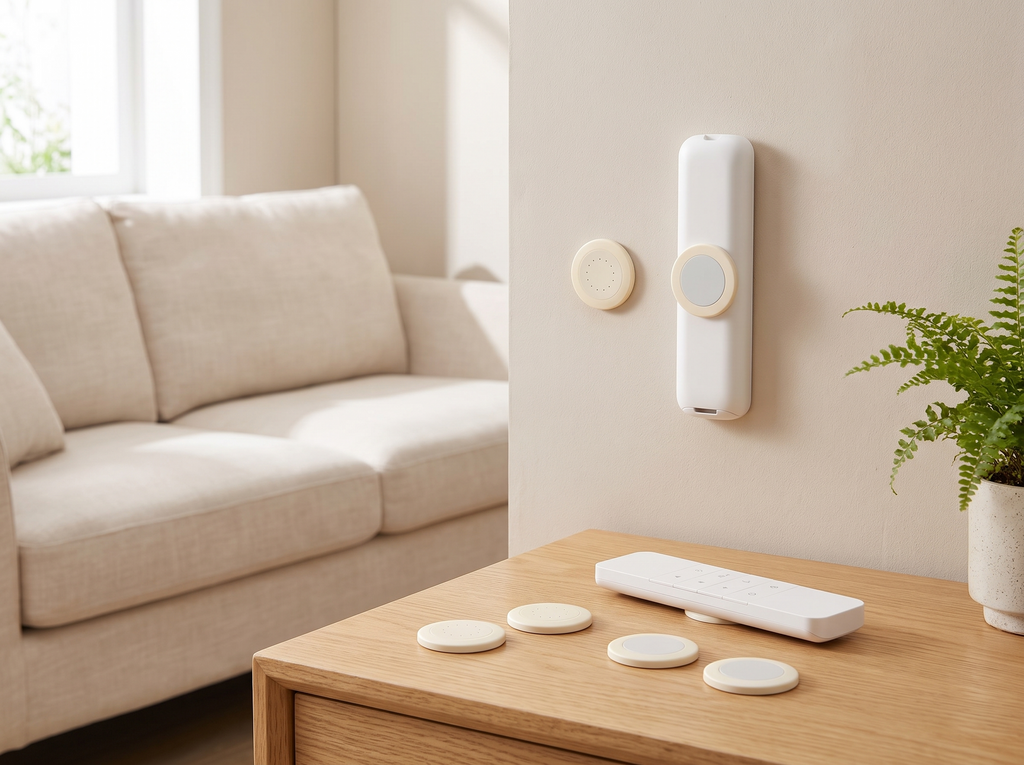 Magnetic Wall Mount Remote Control Holders, Set of 3/6/12, Adhesive Installation in a realistic home setting