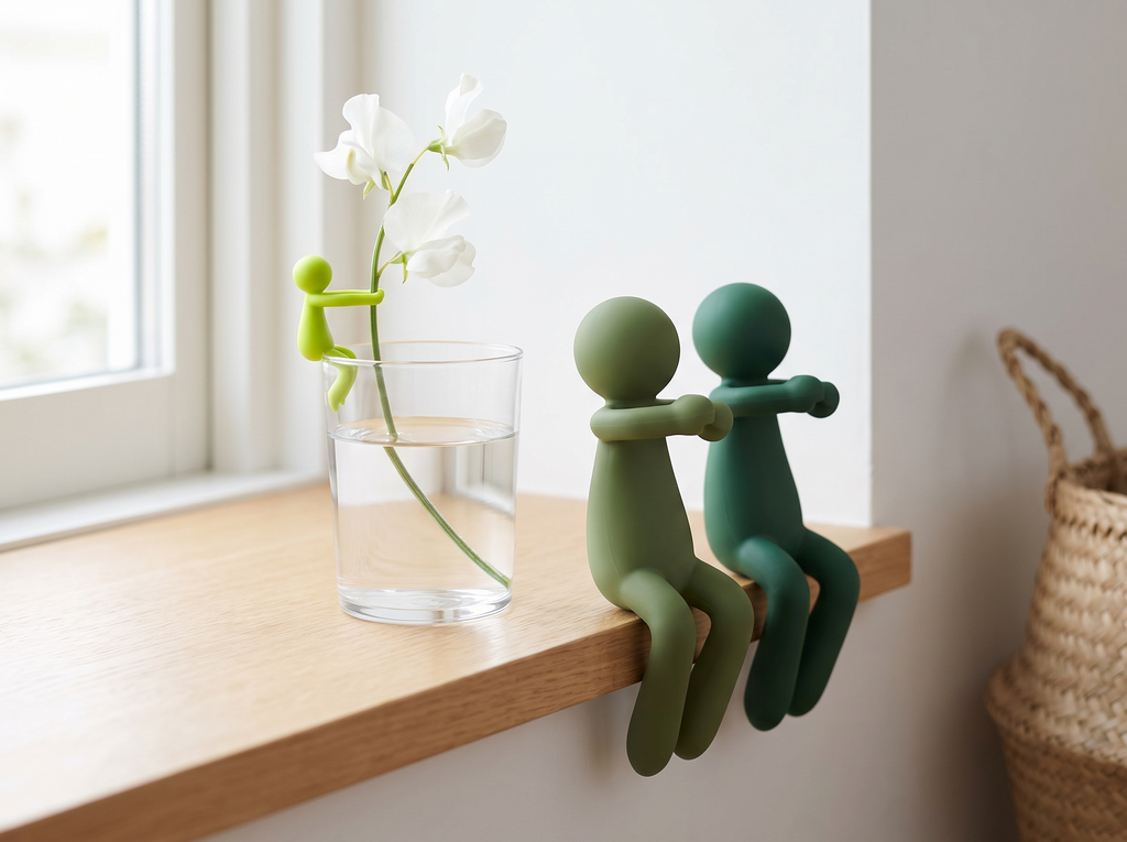 Set of 3 Whimsical Plant Stem Holders for Propagation and Vase Displays in a realistic home setting