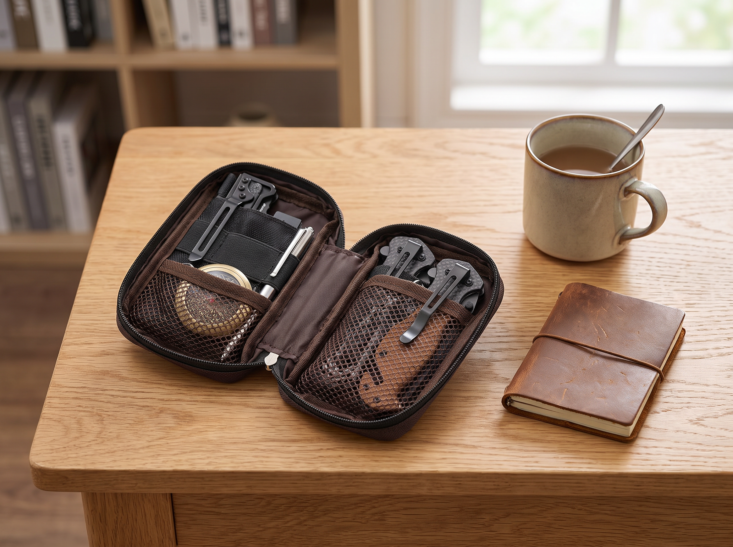 Compact Utility Organizer Pouch for Everyday Tools and Gear, 3 Colors in a realistic home setting
