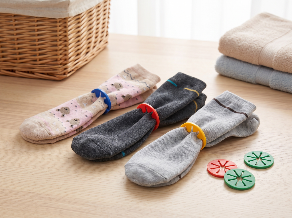 Colorful Sock Holders – 20-Pack Laundry Clips for Pairing and Organizing Socks in a realistic home setting