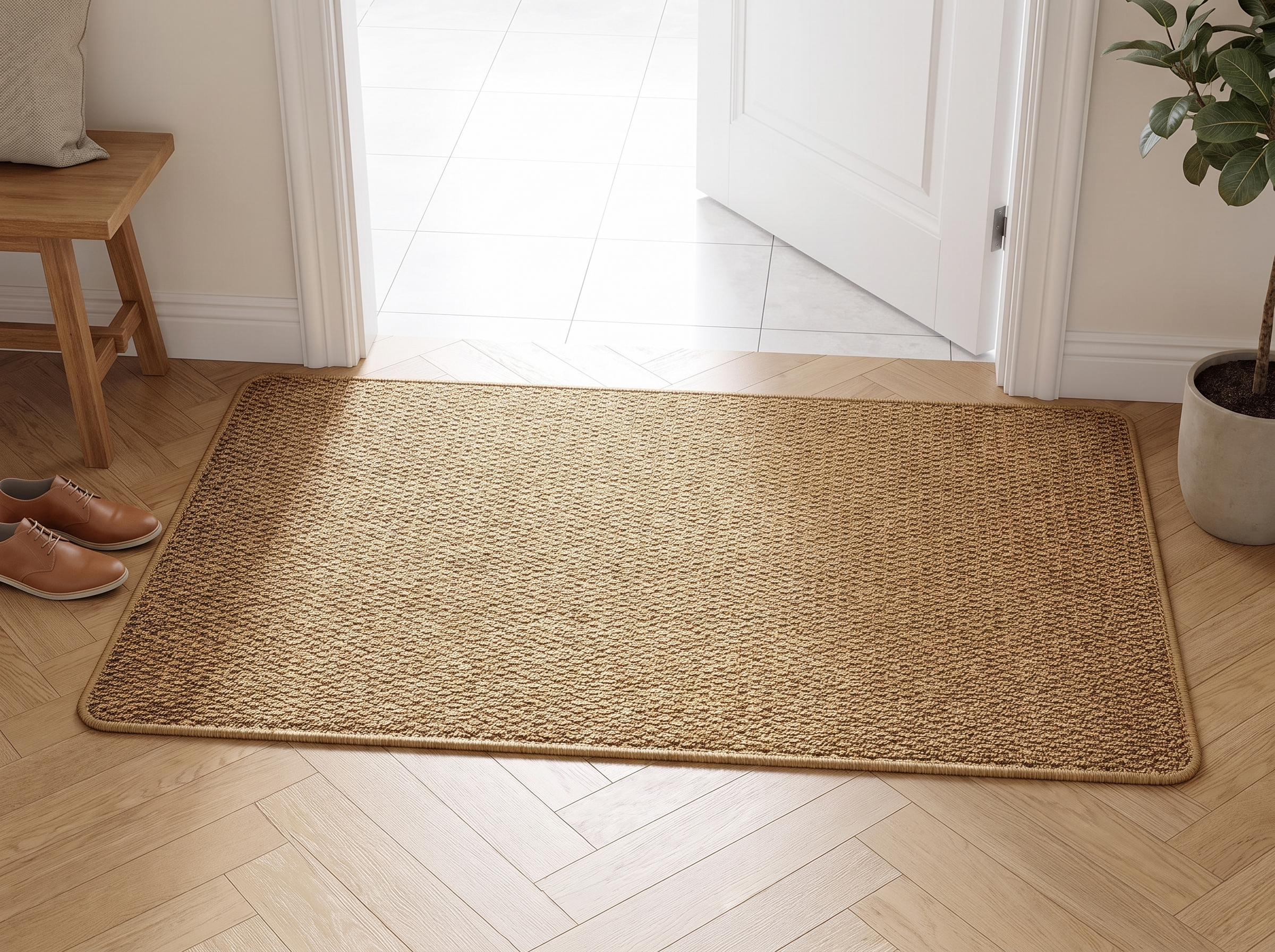 Machine-Woven Faux Jute Doormat for Entryway, Porch, or Patio – Multiple Sizes in a realistic home setting