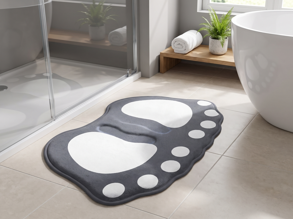 Claw Pattern Anti-Slip Memory Foam Bath Mat in a realistic home setting