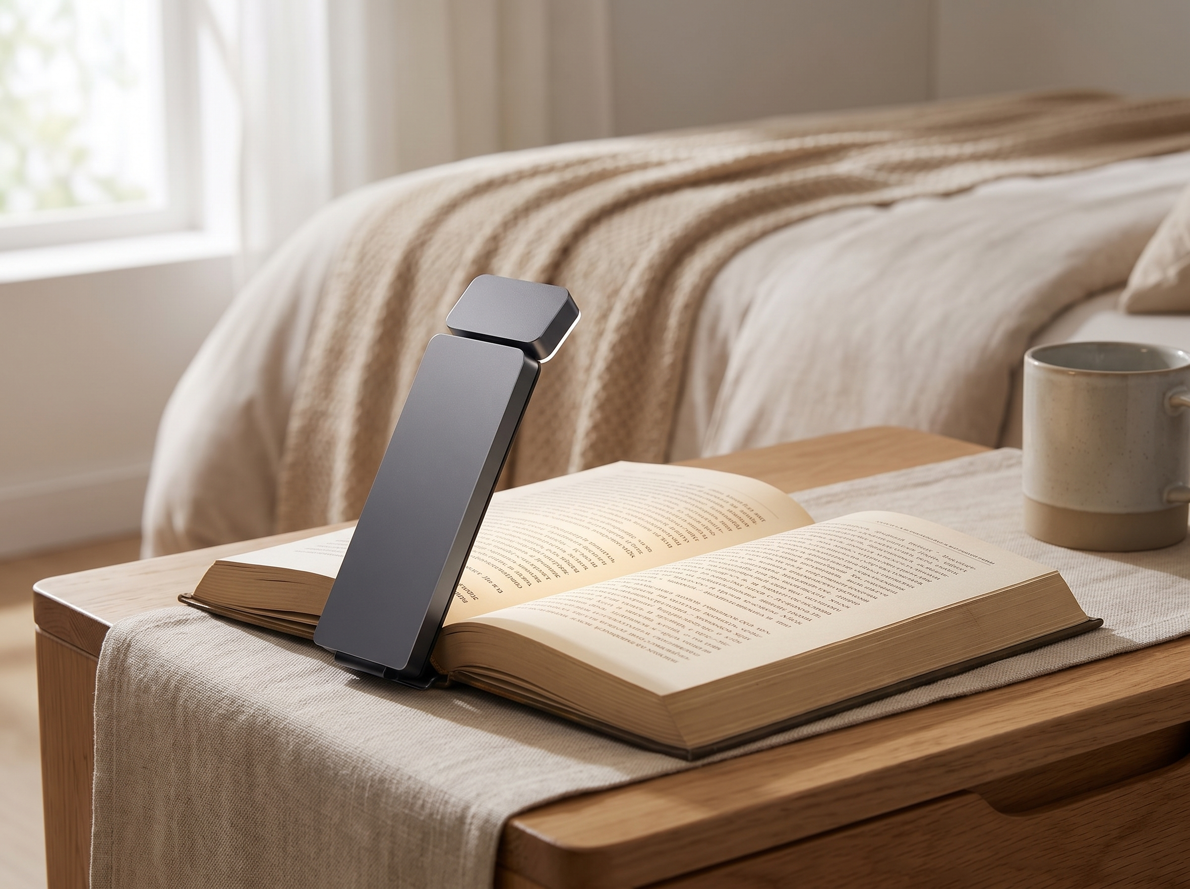 USB Rechargeable Clip-On LED Reading Light for Bedtime & Travel in a realistic home setting