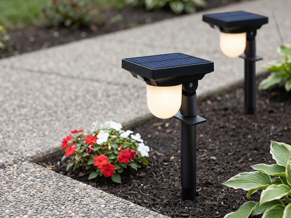 Solar Motion Sensor Garden Pathway Light for Yard and Outdoor Spaces in a realistic home setting