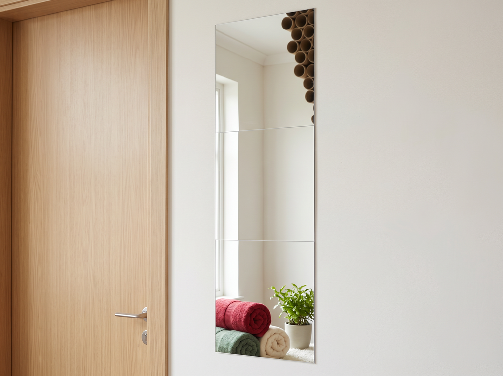 Acrylic Mirror Wall Sticker Roll for Doors, Closets & Small Spaces — 30x100cm in a realistic home setting