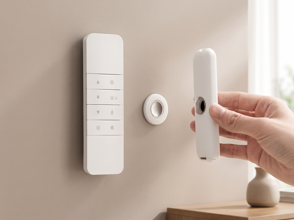 Magnetic Remote Holder Wall Mount – Adhesive Organizer for Living Room or Office in a realistic home setting