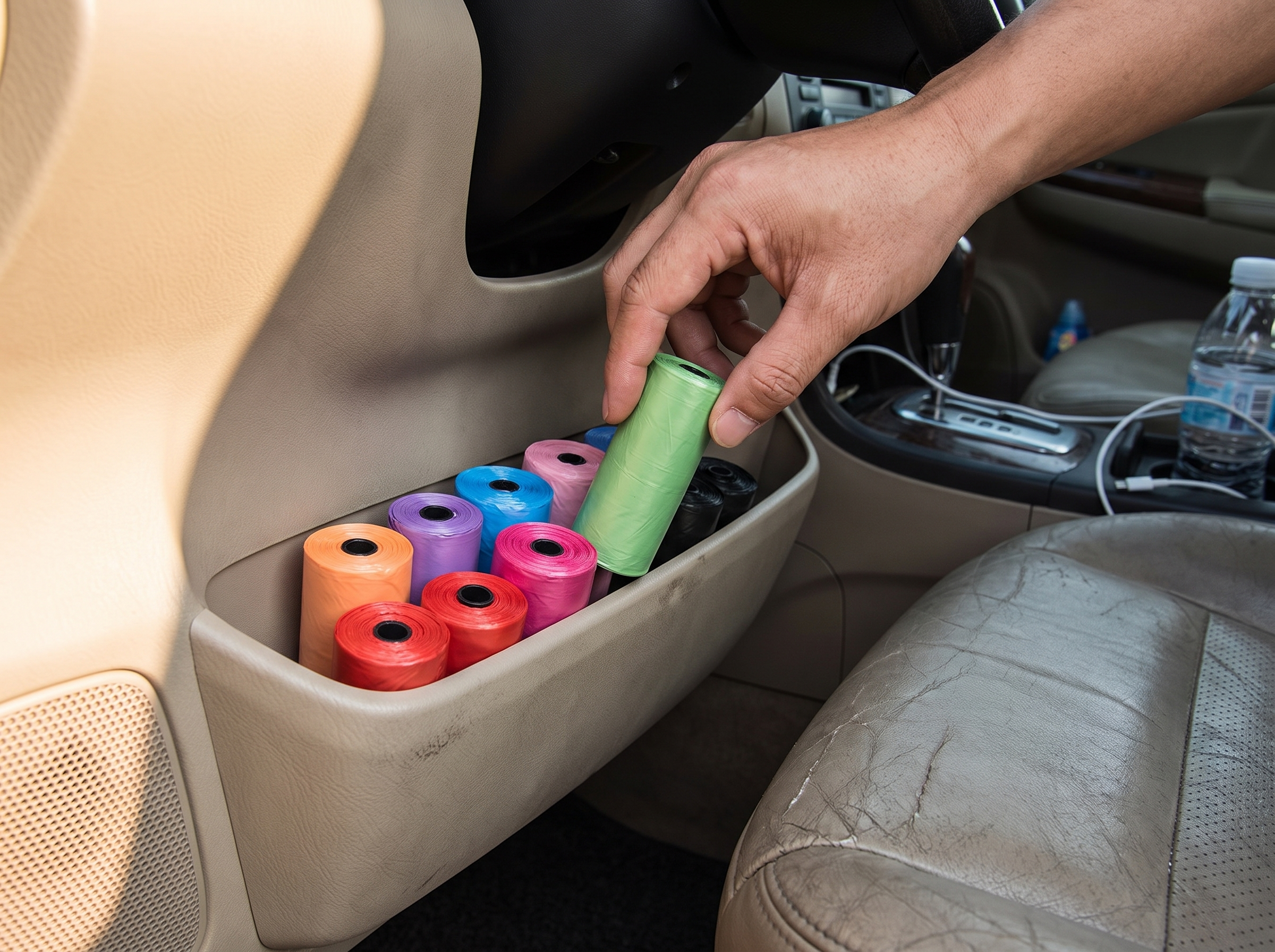 Compact Trash Bag Rolls for Car and Small Waste Bins shown in natural everyday use at home