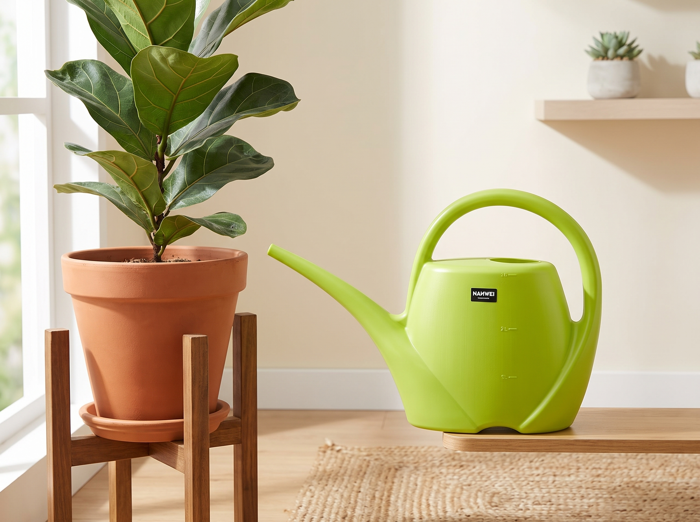 3L Large Plastic Watering Can for Indoor Plants and Garden in a realistic home setting